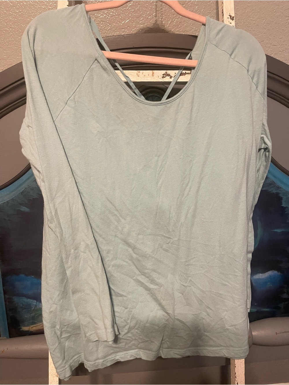 Old Navy Pale Blue Long-Sleeve Tee with Crisscross Back Detail